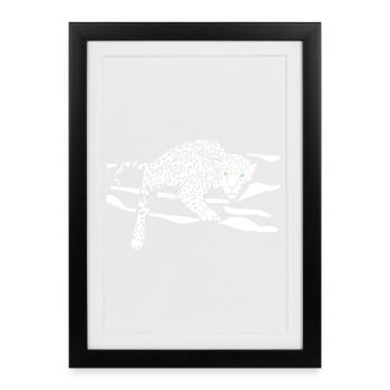 Leopard Jump Silhouette - Framed poster (27 × 37 cm) - black - Front
