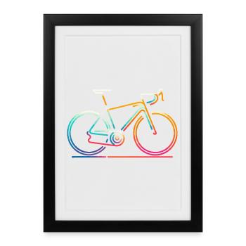 Vibrant Cycling Line Art - Framed poster (27 × 37 cm) - black - Front