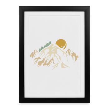 retro mountains landscape nature vintage mountain hiking - Framed poster (27 × 37 cm) - black - Front