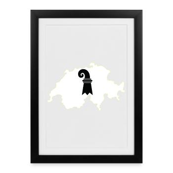 Basel-Stadt, Schweiz - Gerahmtes Poster (27 × 37 cm) - Schwarz - Vorne