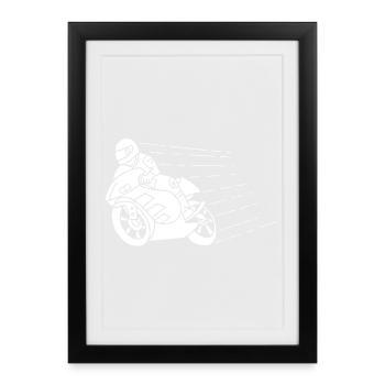 White biker and speed - Framed poster (27 × 37 cm) - black - Front