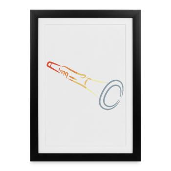 Dessin à la clarinette - Affiche encadrée (27 × 37 cm) - noir - Devant