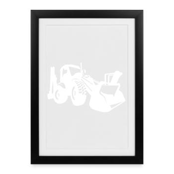 Excavator Wheel Loader Construction Equipment Operator Silhouette - Framed poster (27 × 37 cm) - black - Front