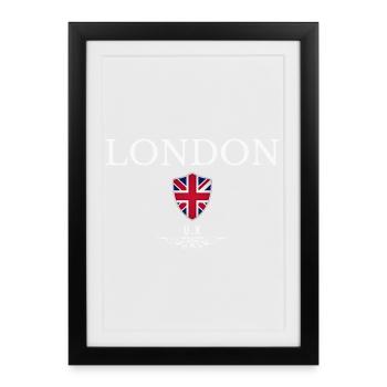 Londres, Royaume-Uni, design minimaliste et élégant - Affiche encadrée (27 × 37 cm) - noir - Devant