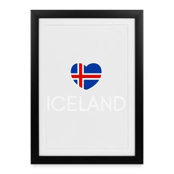 Cœur avec drapeau islandais, fierté islandaise - Affiche encadrée (27 × 37 cm) - noir - Devant