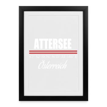 Lac Attersee - Affiche encadrée (27 × 37 cm) - noir - Devant