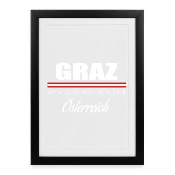Graz - Affiche encadrée (27 × 37 cm) - noir - Devant