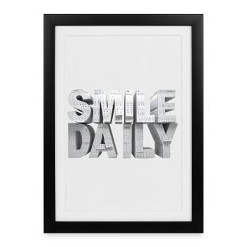 Smile daily – Monumental calendar letters - Framed poster (27 × 37 cm) - black - Front