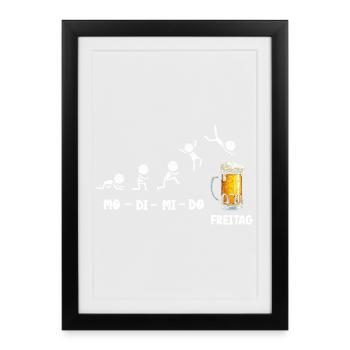 Vendredi week-end Amateurs de bière Buveurs de bière - Affiche encadrée (27 × 37 cm) - noir - Devant