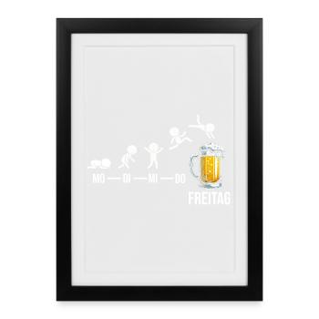 Vendredi week-end Amateurs de bière Buveurs de bière - Affiche encadrée (27 × 37 cm) - noir - Devant