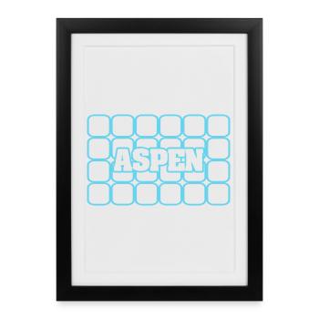 Nom de l’homme : Aspen - Affiche encadrée (27 × 37 cm) - noir - Devant