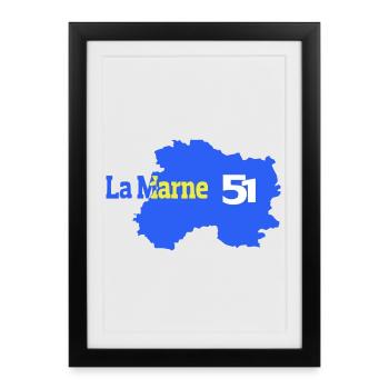 La Marne 51 Carte Départementale - Affiche encadrée (27 × 37 cm) - noir - Devant
