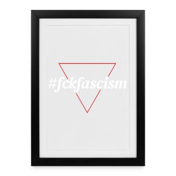 #fckfascism | Politisches Statement Design - Gerahmtes Poster (27 × 37 cm) - Schwarz - Vorne