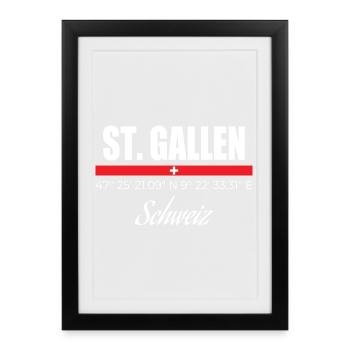 Saint-Gall - Affiche encadrée (27 × 37 cm) - noir - Devant