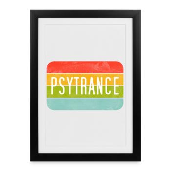 Psytrance Rayures Arc-en-ciel - Affiche encadrée (27 × 37 cm) - noir - Devant