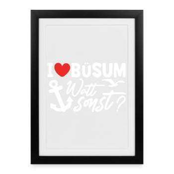 Vacances à la mer du Nord BÜSUM WATT AUTREMENT DRÔLE - Affiche encadrée (27 × 37 cm) - noir - Devant