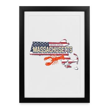 Massachusetts United States and USA Souvenir - Framed poster (27 × 37 cm) - black - Front