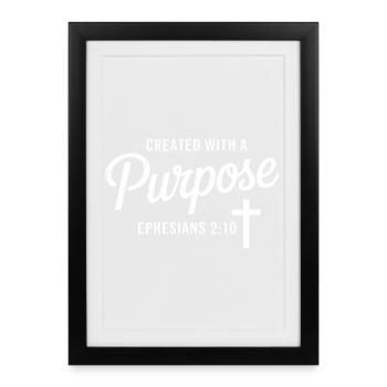 Écriture intentionnelle : Croix Éphésiens 2:10 - Affiche encadrée (27 × 37 cm) - noir - Devant