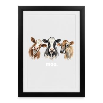 Kühe Muhen Bauernhoftiere Lustige Kuhliebhaber Lus - Gerahmtes Poster (27 × 37 cm) - Schwarz - Vorne