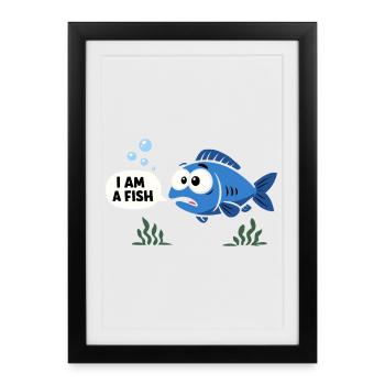 Costume de poisson bleu Carnaval des animaux marins Carnaval - Affiche encadrée (27 × 37 cm) - noir - Devant