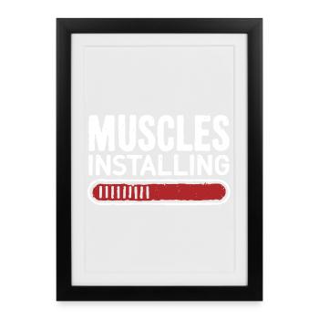 Muscles Installing Progress Bar Fitness Gym - Framed poster (27 × 37 cm) - black - Front