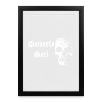 Crâne de Memento Mori – Contraste blanc - Affiche encadrée (27 × 37 cm) - noir - Devant