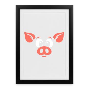 Porcelets | Déguisement de carnaval en costume de grand visage - Affiche encadrée (27 × 37 cm) - noir - Devant