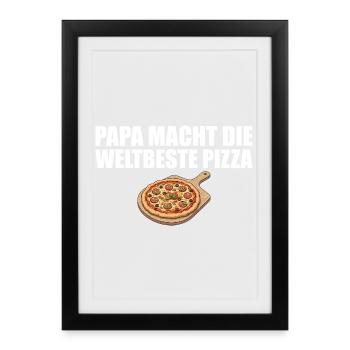 Le père pâtissier de pizza prépare la meilleure pizza du monde - Affiche encadrée (27 × 37 cm) - noir - Devant