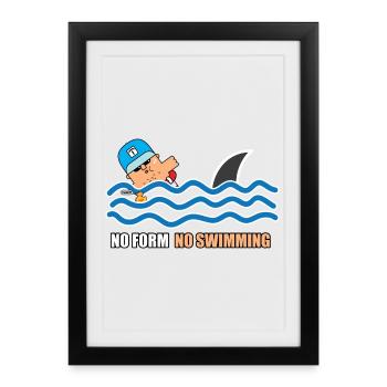 No Form No Swimming Cartoon - Framed poster (27 × 37 cm) - black - Front
