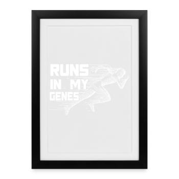 Course de marathon dans mon cadeau de course génétique - Affiche encadrée (27 × 37 cm) - noir - Devant