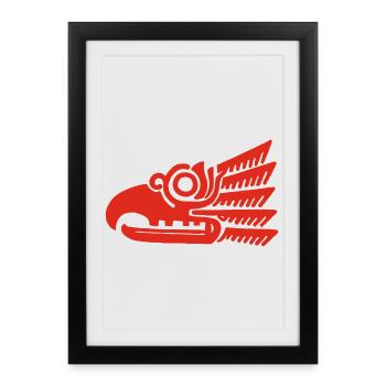 Red tribal bird head - Framed poster (27 × 37 cm) - black - Front