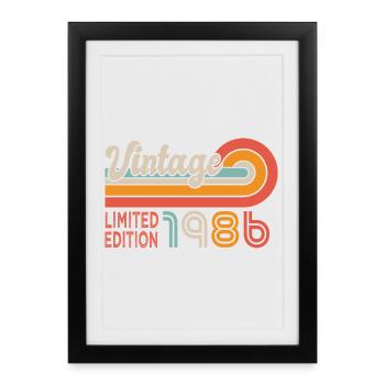 1986 anniversaire Né en 1986 anniversaire 40 ans - Affiche encadrée (27 × 37 cm) - noir - Devant