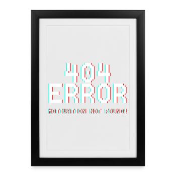404 Fehler Motiv Glitch-Design - Gerahmtes Poster (27 × 37 cm) - Schwarz - Vorne