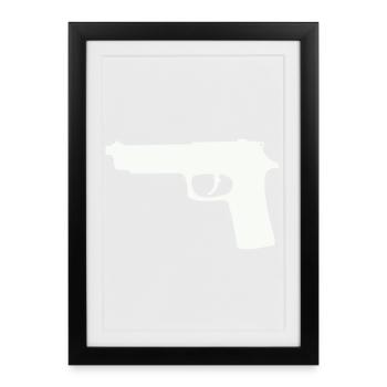 Pistol silhouette in contrast - Framed poster (27 × 37 cm) - black - Front