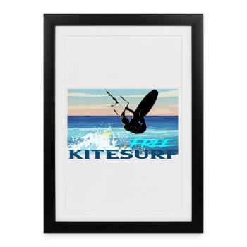 Le kitesurf - Affiche encadrée (27 × 37 cm) - noir - Devant