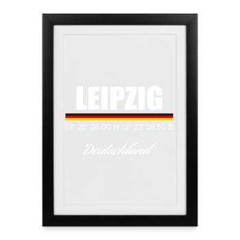 Leipzig - Gerahmtes Poster (27 × 37 cm) - Schwarz - Vorne