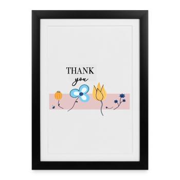 Thank you flower greeting - Framed poster (27 × 37 cm) - black - Front
