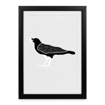 Corbeau Noir en Contour Jaune - Affiche encadrée (27 × 37 cm) - noir - Devant