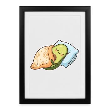 Avocado Sleeping - Framed poster (27 × 37 cm) - black - Front