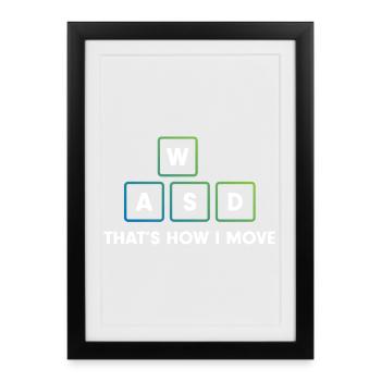 WASD Movement Art - Framed poster (27 × 37 cm) - black - Front