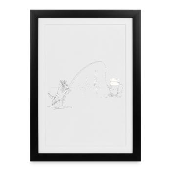 Heartbeat Fishing Beer Cat ECG Fisherman - Framed poster (27 × 37 cm) - black - Front