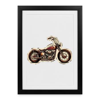 Illustration de moto cruiser vintage - Affiche encadrée (27 × 37 cm) - noir - Devant