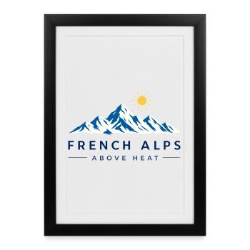 Französische Alpen über der Hitze, alpine Sommerreisen - Gerahmtes Poster (27 × 37 cm) - Schwarz - Vorne