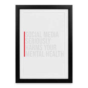 Social Media Seriously Harms Mental Health Saying - Framed poster (27 × 37 cm) - black - Front