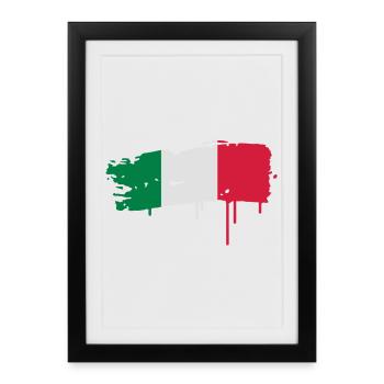 gepinselte flag of Italy with a brush stroke - Framed poster (27 × 37 cm) - black - Front