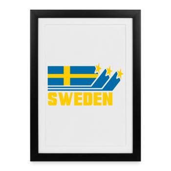 Suède / Suède - Drapeau / Cadeau - Affiche encadrée (27 × 37 cm) - noir - Devant