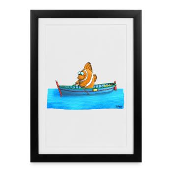 Funny clownfish - Framed poster (27 × 37 cm) - black - Front