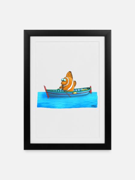 Funny clownfish - Framed poster (27 × 37 cm) - black