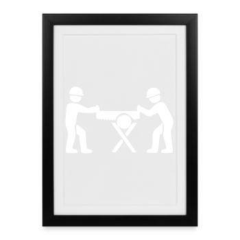 Sawing of wood - Framed poster (27 × 37 cm) - black - Front