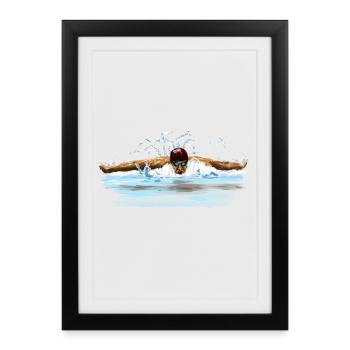 swimmer - Affiche encadrée (27 × 37 cm) - noir - Devant